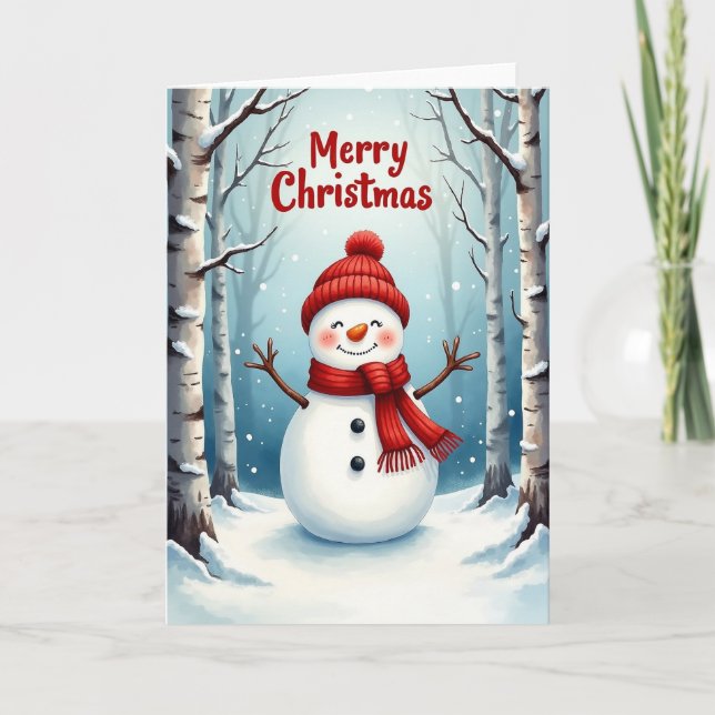 Weihnachtskarte mit zwinkerndem Schneemann Karte (Vorderseite)