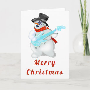 Weihnachtskarte Musical Snowman mit Gitarre Karte