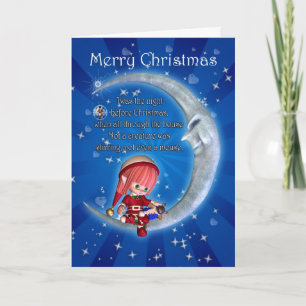 Weihnachtskarte, Nacht vor Weihnachten mit einem E