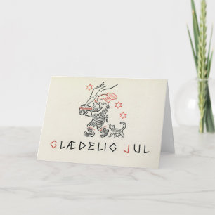 Weihnachtskarte Norwegen   Glædelig Jul Gnome Feiertagskarte