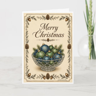 Weihnachtskarte - Ornamente in einer Schale Feiertagskarte