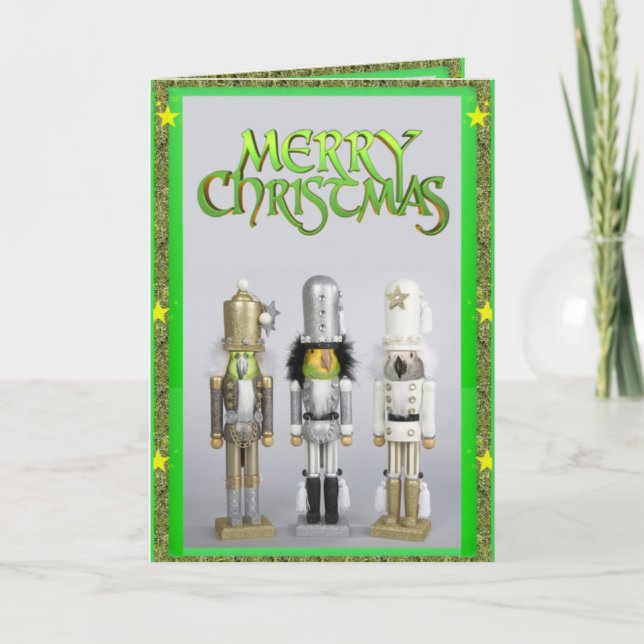 Weihnachtskarte Papagei Nussknacker Karte (Vorderseite)