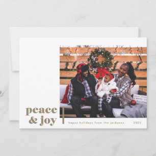 Weihnachtskarte 'Peace and Joy Corner Taupe Foto' Feiertagskarte