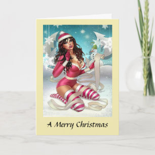Weihnachtskarte - Pin-up-Girl Karte
