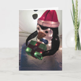 Weihnachtskarte: Pinguin mit Gegenwart Feiertagskarte