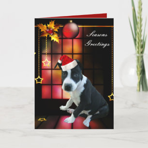 Weihnachtskarte Pitbull-Welpe Feiertagskarte