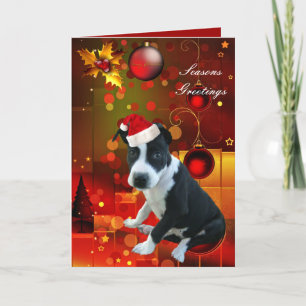 Weihnachtskarte Pitbull-Welpe Feiertagskarte