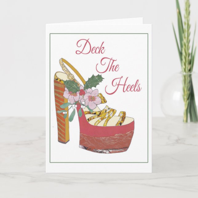 Weihnachtskarte. Plattform der Heels. Feiertagskarte (Vorderseite)