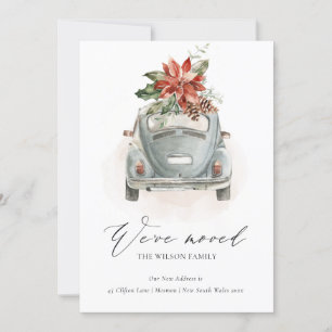 Weihnachtskarte Poinsettien-Blumen-Auto Wir sind u Dankeskarte