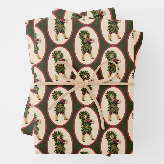 Weihnachtskarte Retro Geschenkpapier Set (Beispiel)