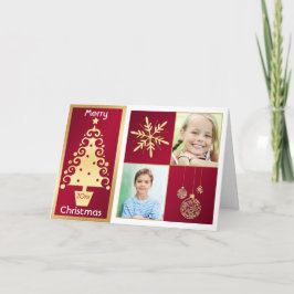 Weihnachtskarte Rot, Weiß, Gold Weihnachtsbaum Feiertagskarte