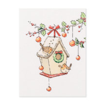 Weihnachtskarte Rotkehlchen, Frohe Weihnachten Kar