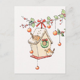 Weihnachtskarte Rotkehlchen, Frohe Weihnachten Kar Postkarte