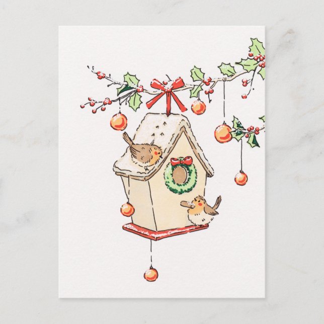 Weihnachtskarte Rotkehlchen, Frohe Weihnachten Kar Postkarte (Vorderseite)