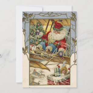 Weihnachtskarte   Santa auf einem Flugzeug Feiertagskarte