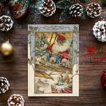 Weihnachtskarte | Santa auf einem Flugzeug Feiertagskarte<br><div class="desc">Eine niedliche Retro-Viktorianische Weihnachtskarte,  die Sie zum Kichern und Lächeln bringt.</div>