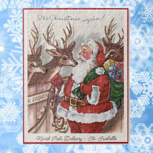 Weihnachtskarte Santa aus den 1940er Jahren Name p Puzzle