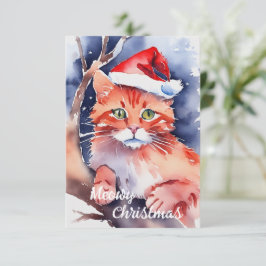 Weihnachtskarte Santa Cat - "Meowy Holidays"