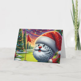 Weihnachtskarte Santa Golfball Golfer Feiertagskarte