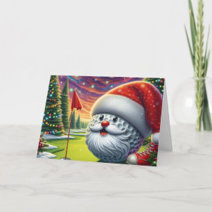 Weihnachtskarte Santa Golfball Golfer Feiertagskarte