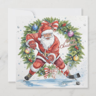 Weihnachtskarte Santa Hockey Feiertagskarte