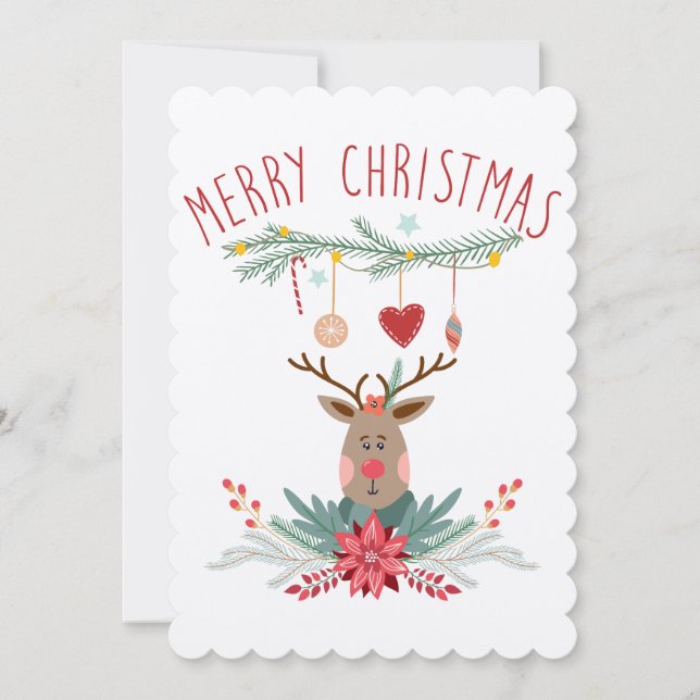 Weihnachtskarte Santa Reindeer Einladung (Vorderseite)