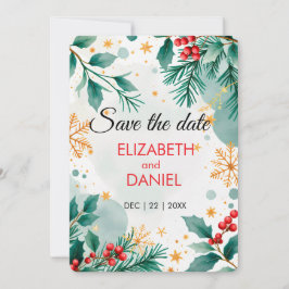 Weihnachtskarte "Save the Date" - Holly Save The Date