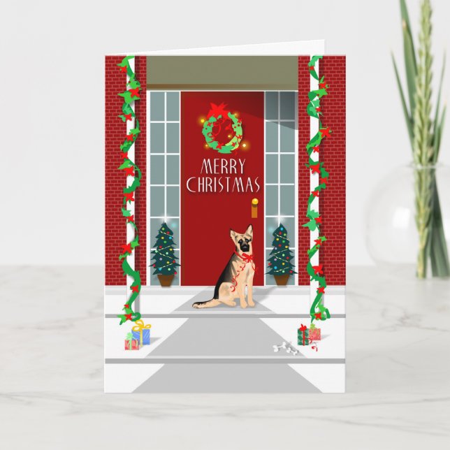 Weihnachtskarte - Schäferhund-Weihnachten Feiertagskarte (Vorderseite)