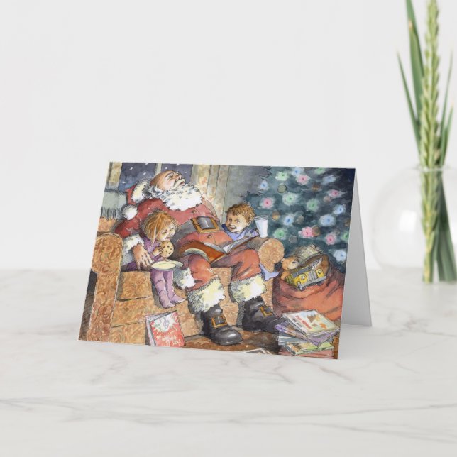 Weihnachtskarte "schlafender Sankt" Feiertagskarte (Vorderseite)