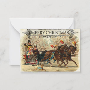 Weihnachtskarte - Schlitten Mitteilungskarte