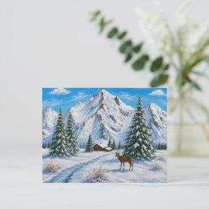 Weihnachtskarte Schneebedecktes Bergtal Feiertagspostkarte