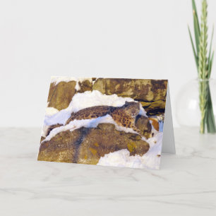 Weihnachtskarte Schneeleopard Feiertagskarte