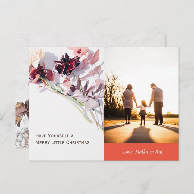 Weihnachtskarte - Schöne Rose und Familie Feiertagspostkarte (Vorne/Hinten)