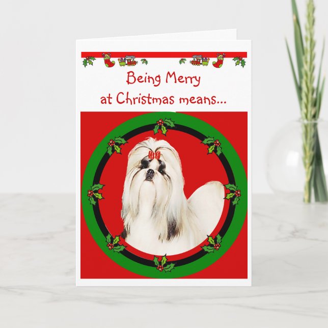 Weihnachtskarte Shih Tzu Feiertagskarte (Vorderseite)