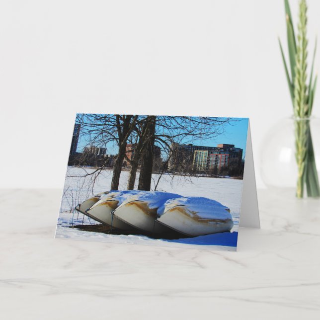 Weihnachtskarte "Snow Boats" Karte (Vorderseite)