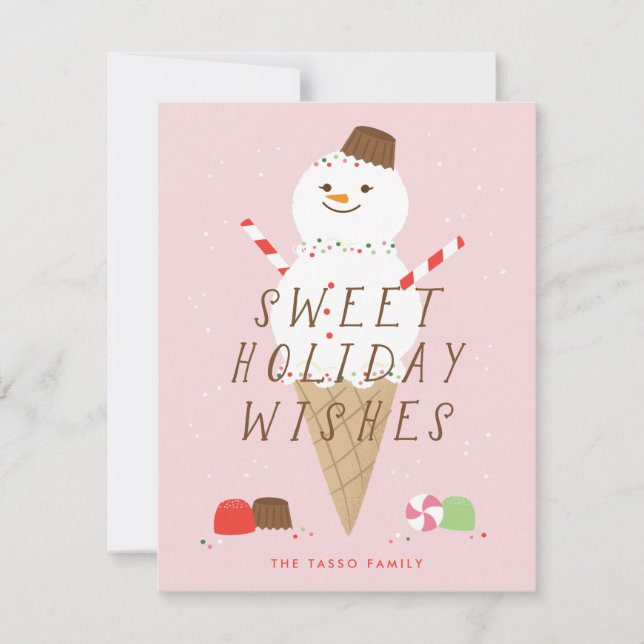Weihnachtskarte Snowcone - Rosa Ankündigung (Vorderseite)