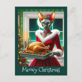 Weihnachtskarte | Sphynx Cat Lady Xmas Türkei Postkarte