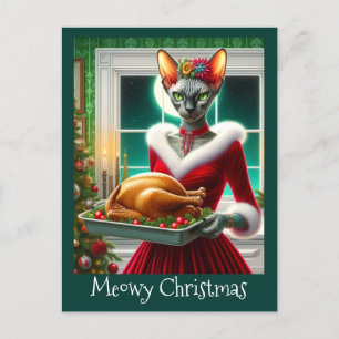 Weihnachtskarte Sphynx Cat Lady Xmas Türkei Postkarte