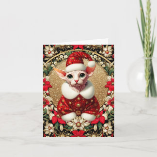 Weihnachtskarte Sphynx Cat Santa Karte