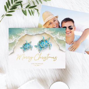 Weihnachtskarte Strand Meeresschildkröten Folien Feiertagskarte