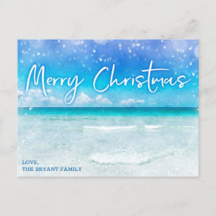 WEIHNACHTSKARTE Tropische Teal Blaue Florida Str Feiertagspostkarte