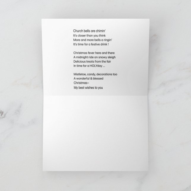 Weihnachtskarte und Gedicht Feiertagskarte (Innenseite)