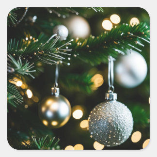 Weihnachtskarte und Jahresende Quadratischer Aufkleber
