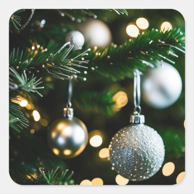 Weihnachtskarte und Jahresende Quadratischer Aufkleber (Vorderseite)