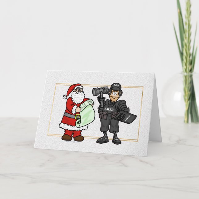 Weihnachtskarte und SWAT Team Officer Weihnachtska Feiertagskarte (Vorderseite)