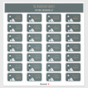 Weihnachtskarte Versandliste Label Set Lama Schafe