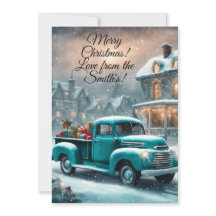 Weihnachtskarte vertikal 5"x7" Vintage-LKW Winter