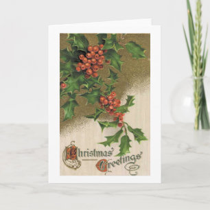 Weihnachtskarte - Viktorianisch Holly Feiertagskarte