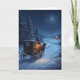 Weihnachtskarte Viktorianischer Mitternachtswagen Feiertagskarte
