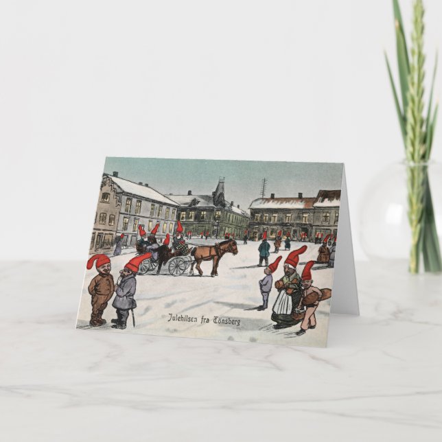 Weihnachtskarte | Village Gnomes Norwegen Feiertagskarte (Vorderseite)